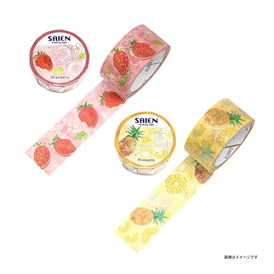 Маскирующая лента Kamiiso Sansho SAIEN Fruit Time, набор из 2 рисунков (Клубника и Ананас, по 1 шт.), Сделано мной