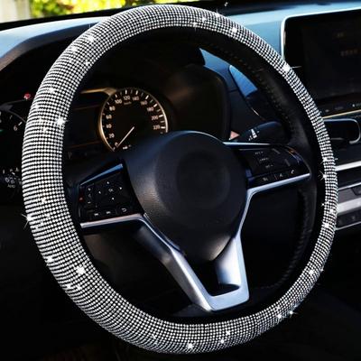 37/38 см чехол на руль автомобиля, универсальный блестящий бриллиант, стразы, эластичные внутренние автомобильные аксессуары на четыре сезона