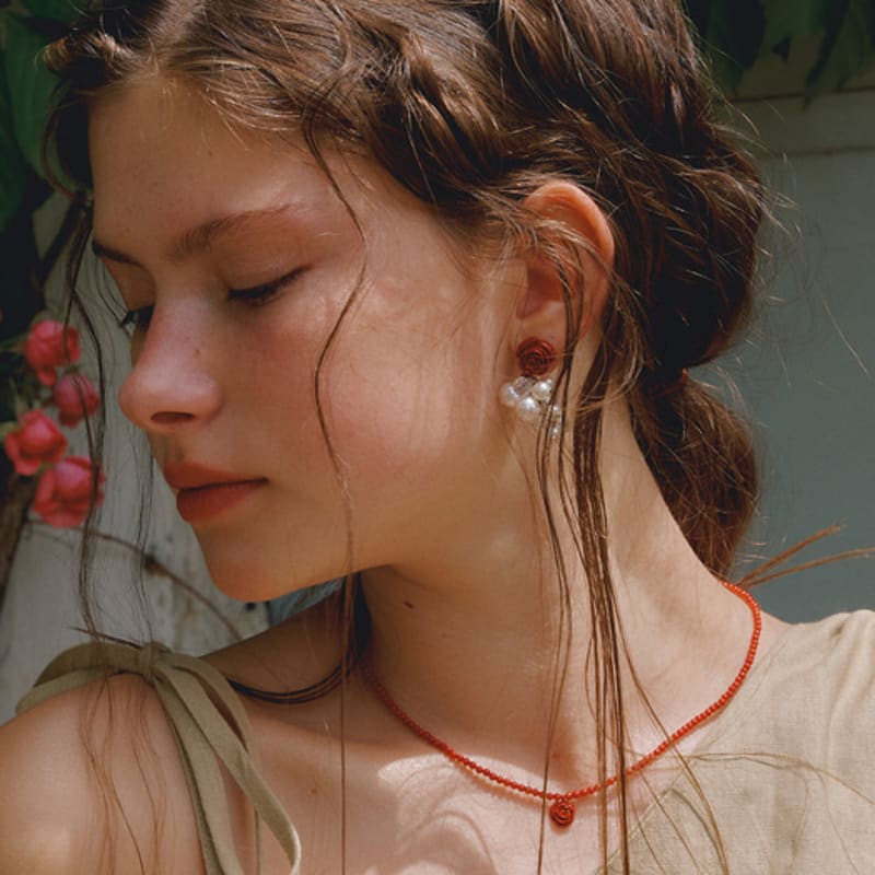 VINTAGE HOLLYWOOD Rose Blossom Pearl Earrings_VH2435EA005M