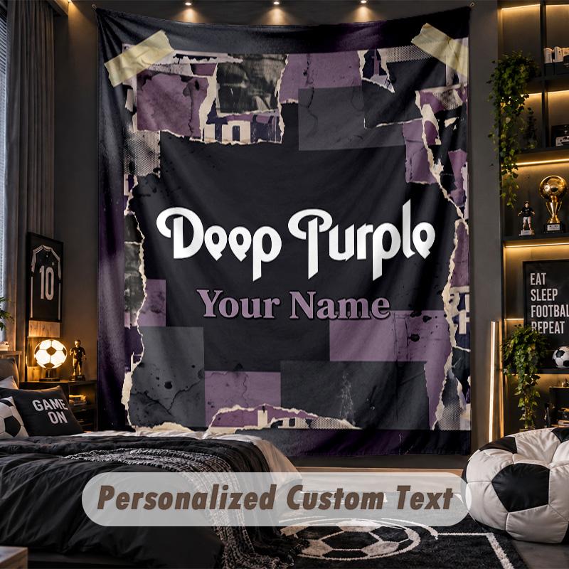 TapestryDeep Purple Custom Name Text Personalized Wall Hanging Tapestry Home Wall Decor