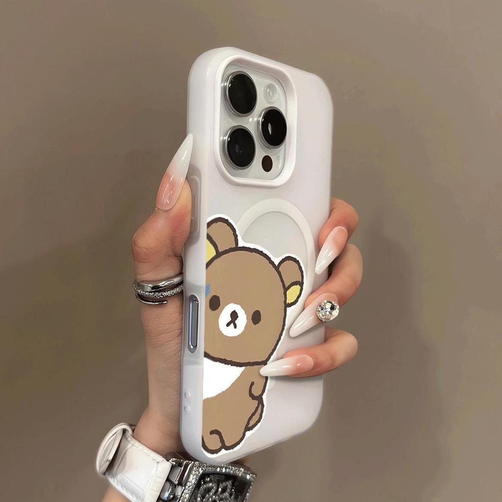 Jelly Magnetic Two-in-one Mobile Phone Case Creative Couple TPU Personalized Soft Edge Cute Big Hole Anti-fall Trendy Brand