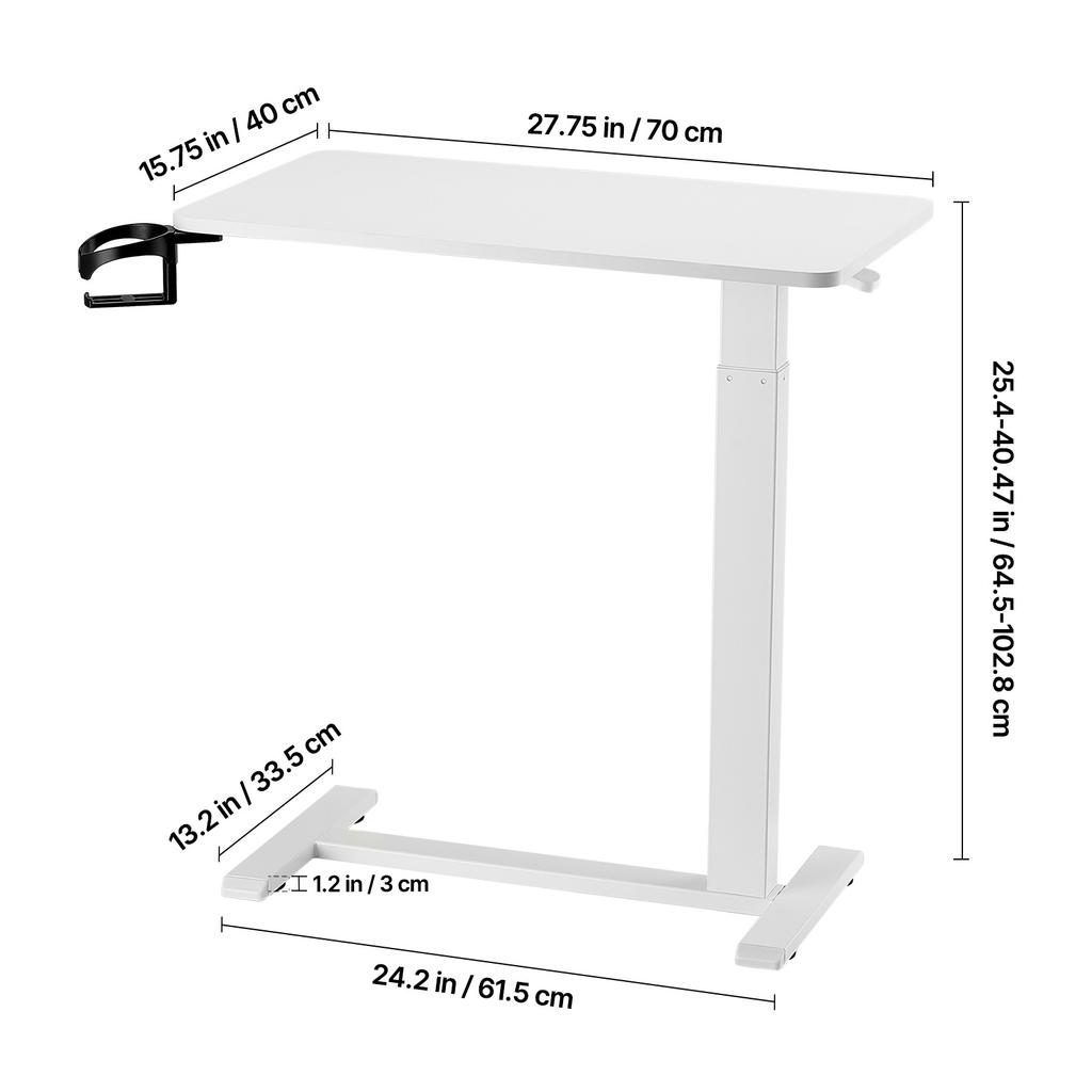 SucceBuy Прикроватный столик мобильный прикроватный столик на поворотных колесиках регулируемый по высоте и углу подставка для ноутбука для дома, офиса, учебы