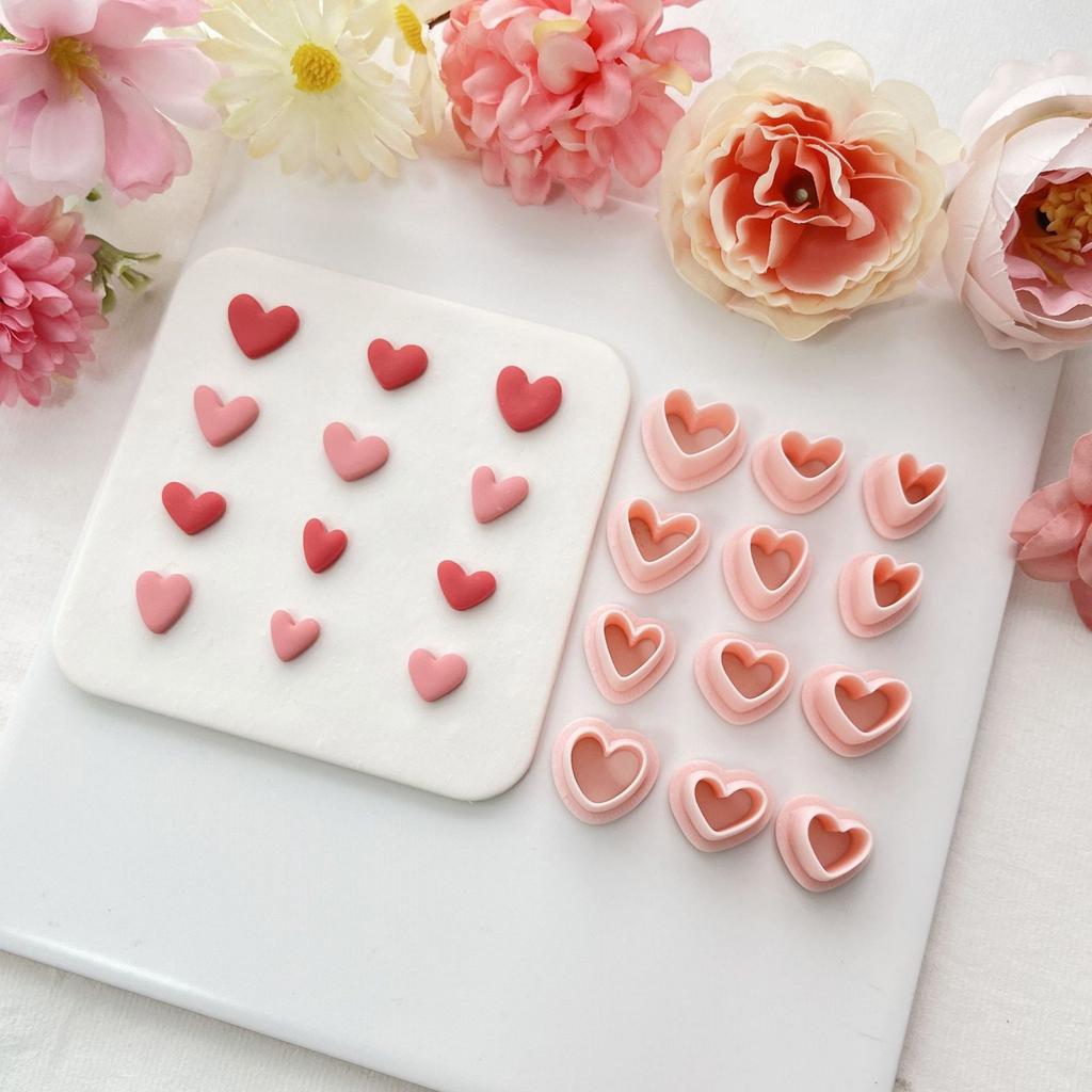 Set of 12 Multipurpose Small Heart Polymer Clay Cutters Valentines Day Jewelry Making Set for Earrings and Necklaces