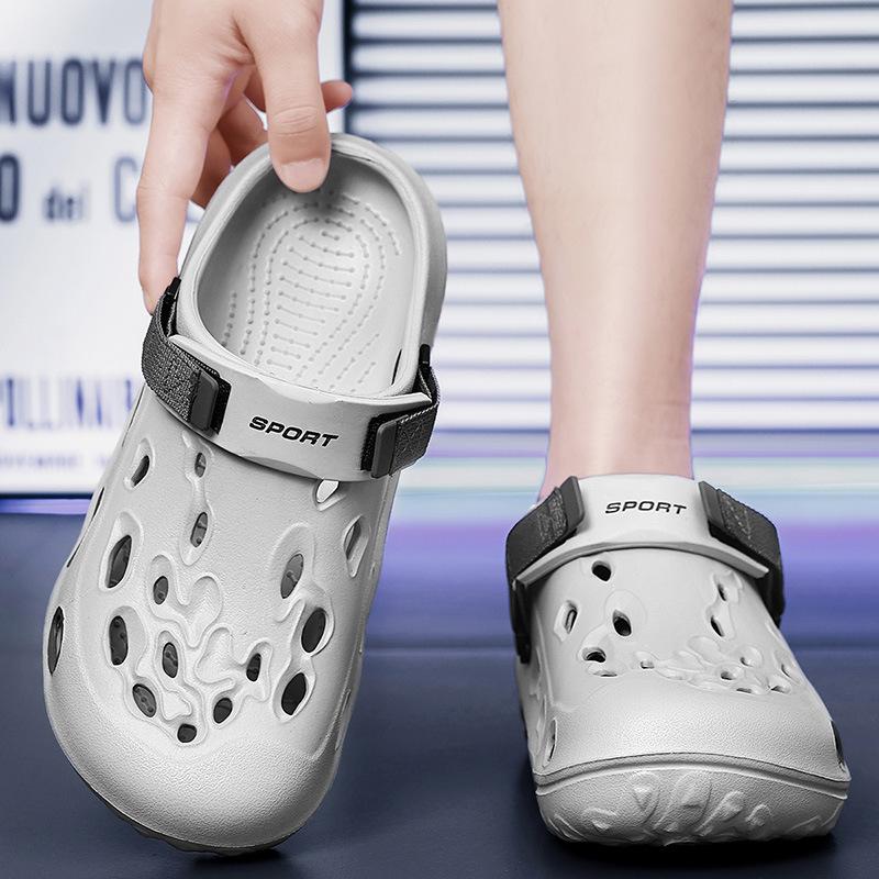 2025 летние тапочки-мешки для мужчин, пляжная обувь с отверстиями, большой размер, простые, модные, повседневные, классные тапочки