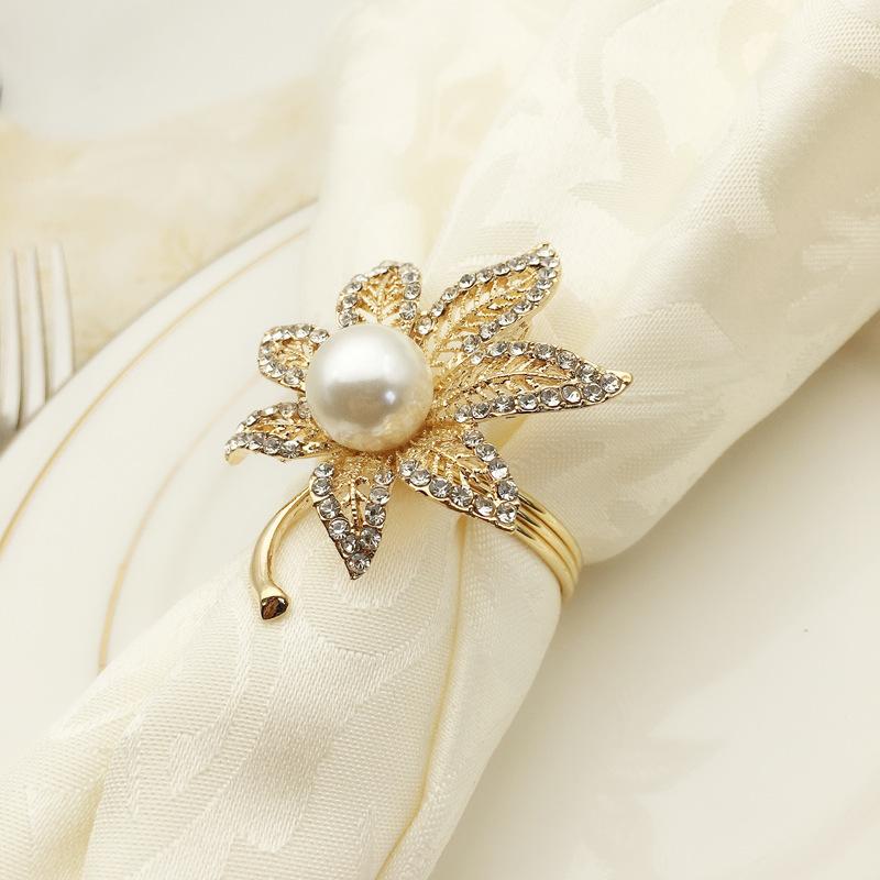 10 шт. Алмазный Лист Дерева Пряжка для Салфетки, Металлический Сплав, Свадебный Банкет, Украшение Стола