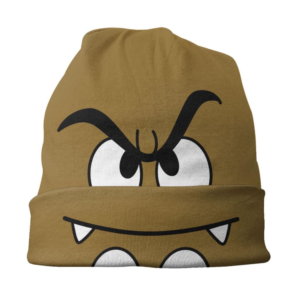 Коричневая шапка с изображением игры Goomba, вязаная шапка в стиле хип-хоп для женщин, зимние теплые шапки унисекс с черепами, шапки