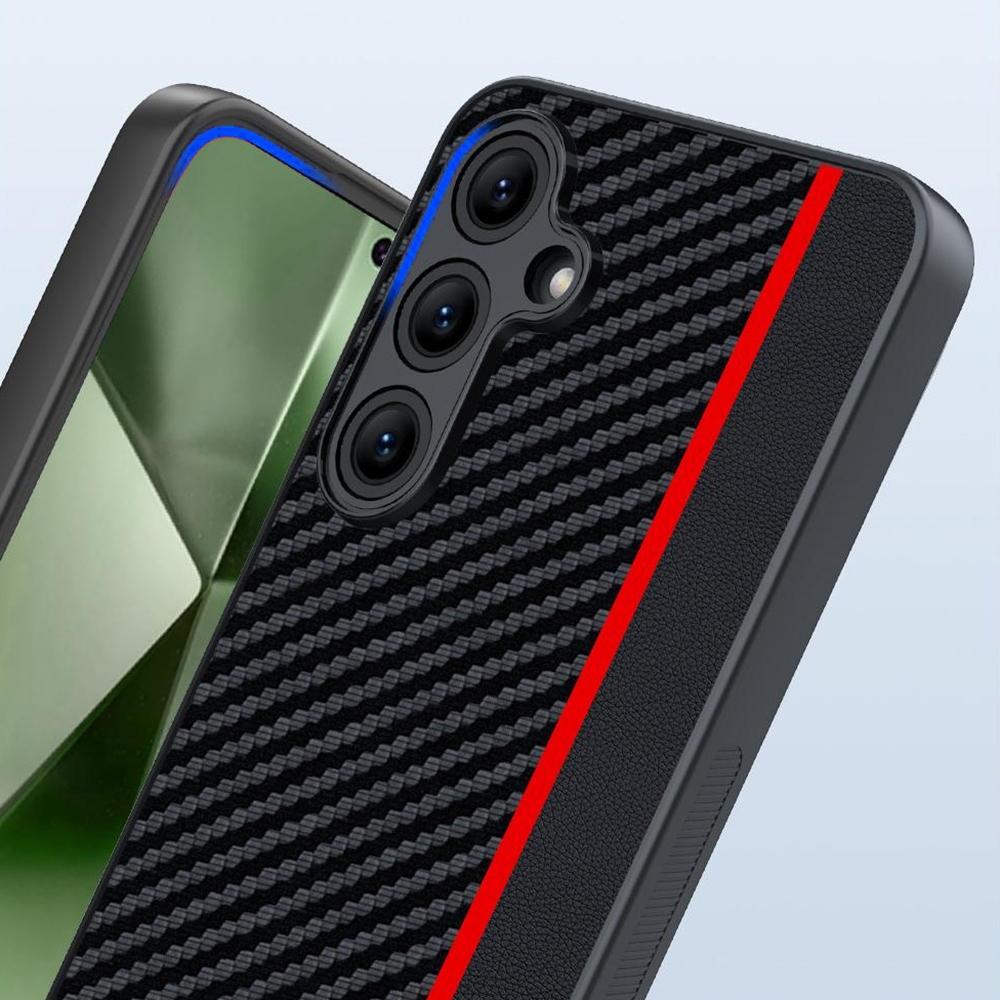 For Samsung Galaxy S25+ Case Leather+PC Hard Phone Cover Carbon Fiber Texture