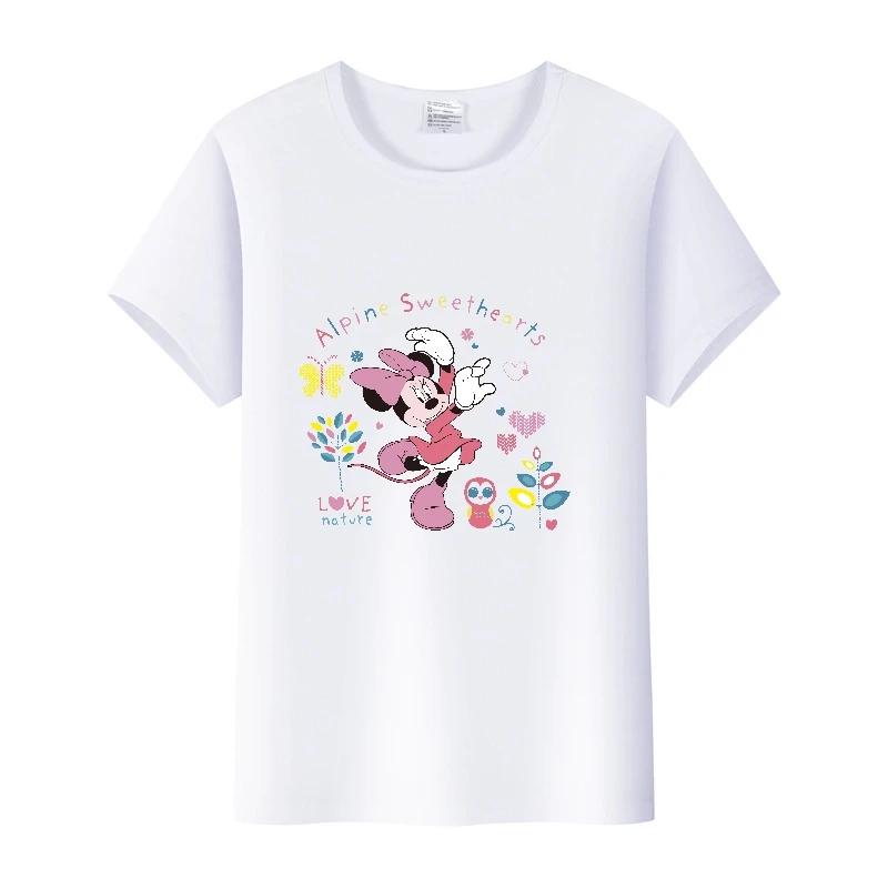 Fashion Summer Blouses T-shirt White 2000s Tees Cartoon Minnie Tshirt Mickey Mouse Tops Graphic Clothes Unisex