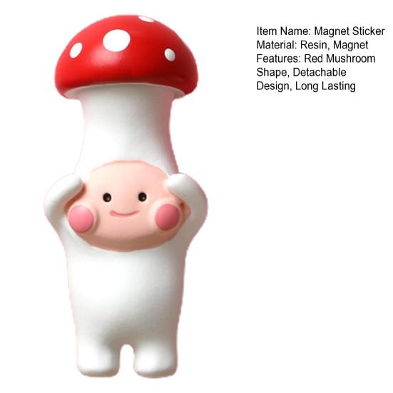 Красный гриб в форме магнита на холодильник наклейка фото стены 3D Смола магнитная съемная наклейка на холодильник Декор на холодильник