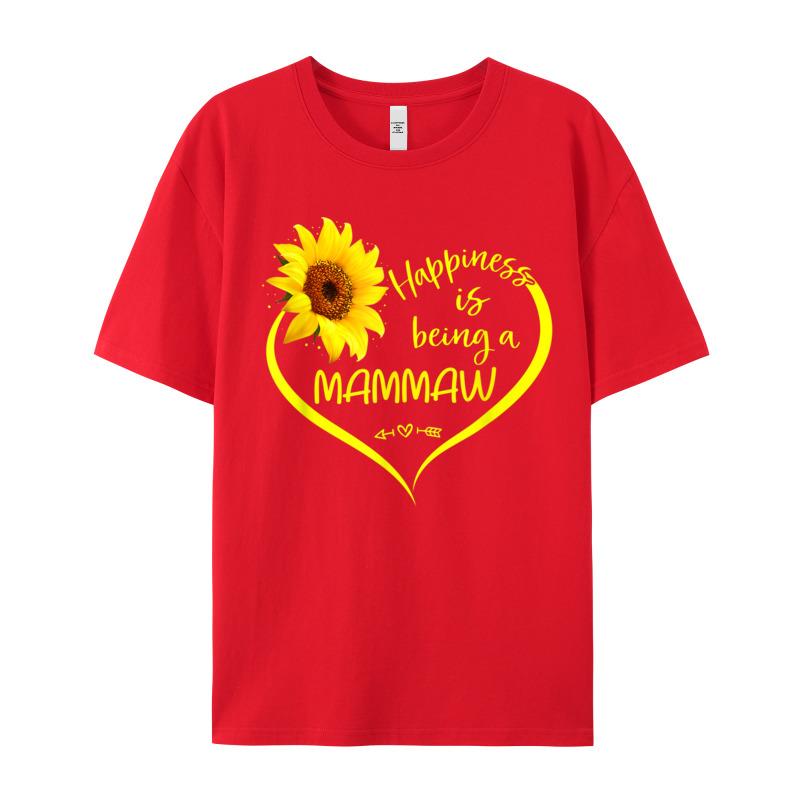 Happiness Is Being A Mammaw Oneck Tshirts Summer Tops Tees Short Sleeve Classic 100 Cotton Normal T Shirt Graphic Unisexs