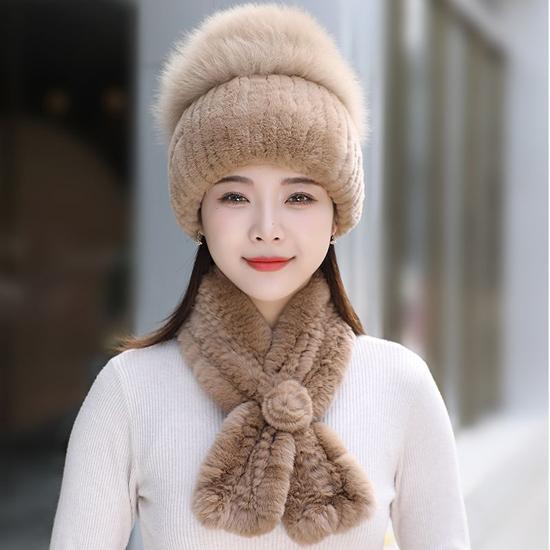 Шапка из меха кролика рекс, комплекты шарфов, женские зимние теплые роскошные шапки из 100% натурального меха лисы, шарфы из меха кролика рекс, качественные вязаные меховые шапки