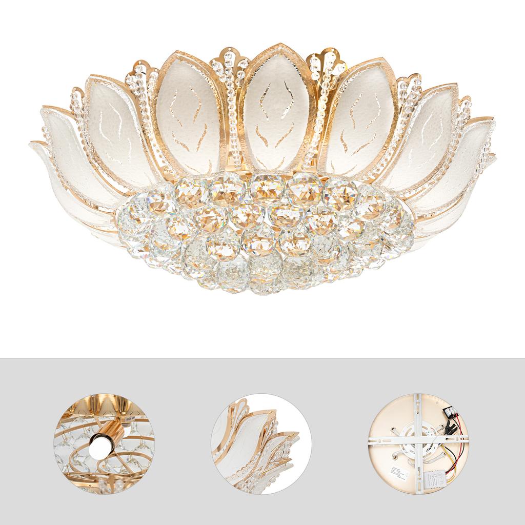 Современный хрусталь Лотос, 7-рожковая подвесная люстра, потолочная люстра с пультом, светодиодная потолочная лампа, хрусталь K9 для гостиной