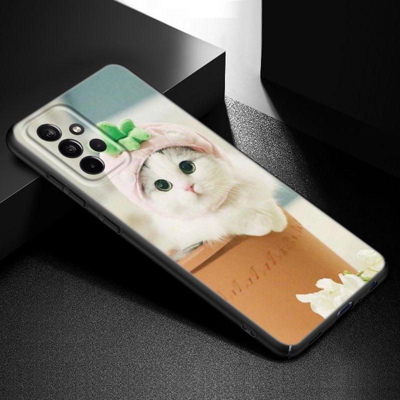 Funny Cat Dog Phone Case For Samsung Galaxy A21 A30 A50 A52 S A13 A22 A32 A33 A53 A73 5G A11 A12 A31 A51 A70 A71 A72 Black Cover