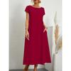 QICED Модные летние весенние однотонные принтованные платья с коротким рукавом и круглым вырезом