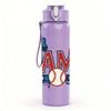1PC Mama Baseball Bow Logo 750ml Color Plastic Sports Water Bottle Leakproof Flip Straw Lid Suitable for Sports Office Home Use