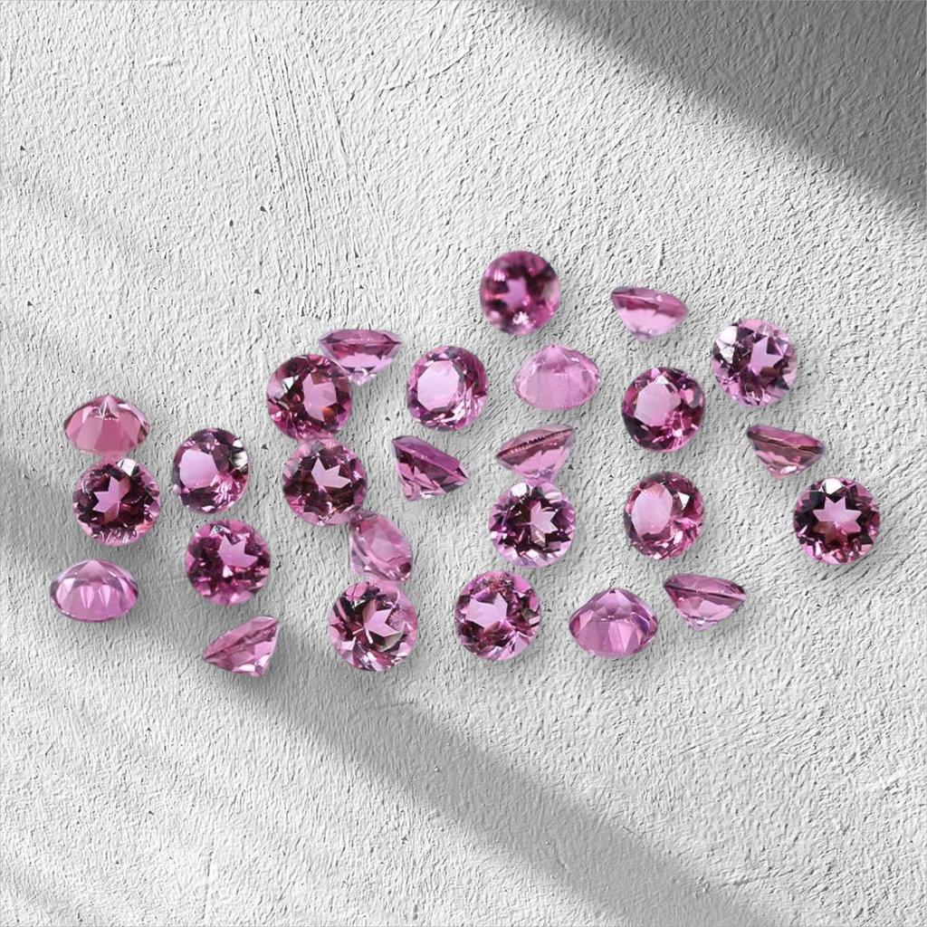 5 шт. розового рубеллита 3 мм круглой огранки, натуральный турмалин, лот розового турмалина, камень рожденных в октябре для изготовления ювелирных изделий.