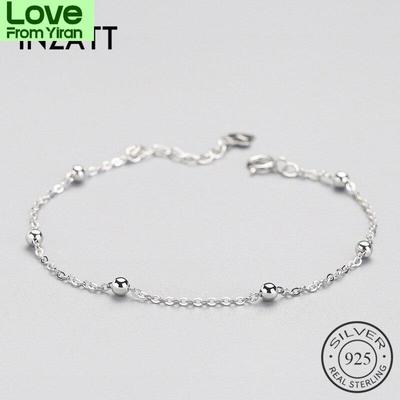 Inzatt Real 925 Sterling Silver Spacer Бусина Цепочка Браслет Минималистский Изящные Украшения Для Женщин День Рождения Аксессуары Подарок