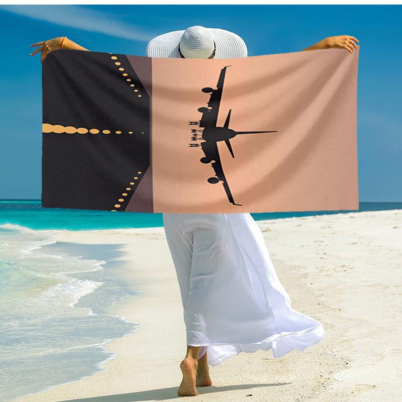Ultra-Soft Beach Towel with Airplane Theme,Ideal for Pool - Camping, Diving - Perfect Travel Essential, Vibrant Beach Towel.