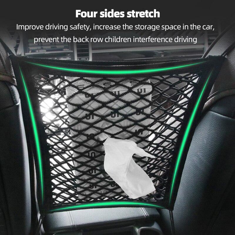 Car Elastic Storage Net Bag Between Seats Auto Interior Organizer Car Divider Pet Barrier Universal Stretchable Mesh Bag