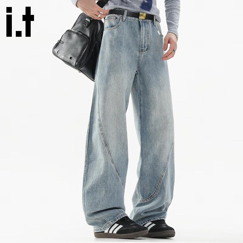 Мужские джинсы деним Fingercroxx в японском стиле с изогнутыми штанинами