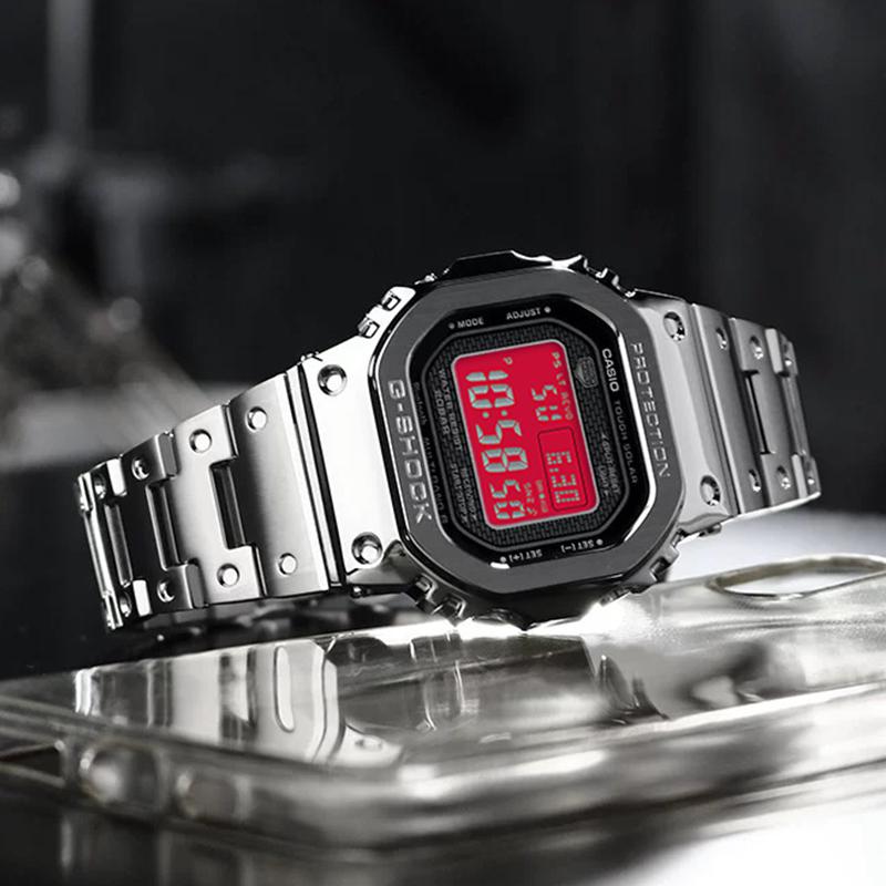 Casio Коллекция Custom GMW B5000D 1A Часы с солнечным питанием Металлический ремешок Унисекс Черный циферблат GMW-B5000D-1A(Watch4--)