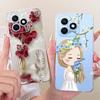 Чехол для Honor X8d 4G Милый Кот Роскошные Цветы Рисованный Чехол Мягкий Тонкий Чехол для Телефона Для Honor X8d X 8d HonorX8d 4G Задняя Крышка Coque