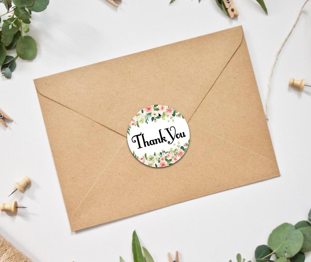 Darling Souvenir DIY Rose Blossom 1.6 Inches Light Pink Round Thank You Stickers DIY Envelope Seals-45
