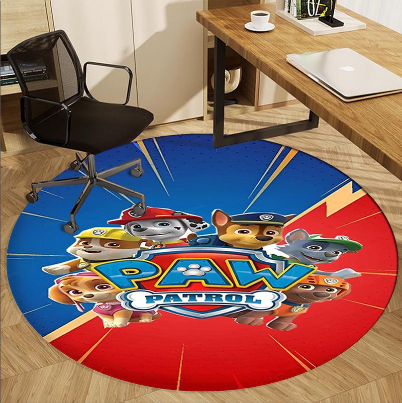 PAW Patrol Pattern Round Rug, Indoor/Outdoor Mat, for Picnic, Gameroom, Bedroom, Office, Living Room, Home Decor Carpet, Birthday Gift