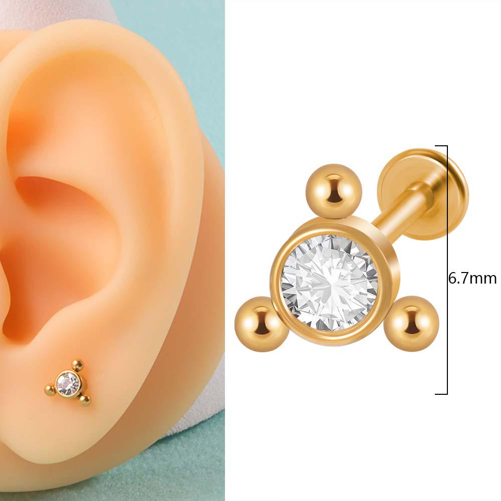 Титан G23 и сталь 16G Кольцо для губы-треугольника с драгоценным камнем CZ, серьга-кристальный кластер