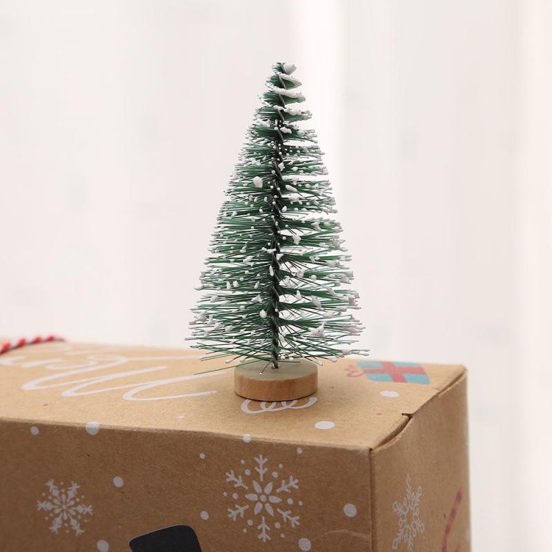 Mini DIY Christmas Tree & Wreath Ornament with Snowy Pine Needles for Desktop Decor