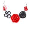 [R5234] - Дизайнерское колье 'Rosa Romantica' красно-черное - 35 мм