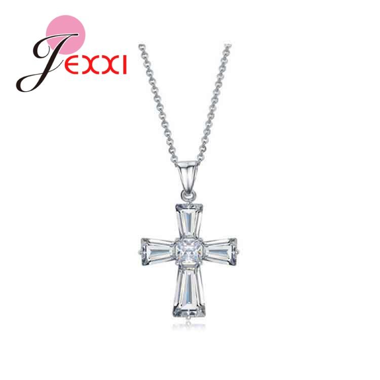 New Arrival Best Gift 925 Sterling Silver AAAAA Cubic Zirconia Cross Pendant Necklace Wholesale/Retail/Dropshipping