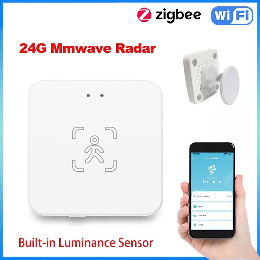 24G Zigbee Детектор присутствия человека Умный PIR-датчик тела человека Радарный детектор Датчики движения Поддержка Home Assistant