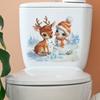 Мультфильм Sika Deer Снеговик Туалет с ванной Наклейки для украшения дома в ванной