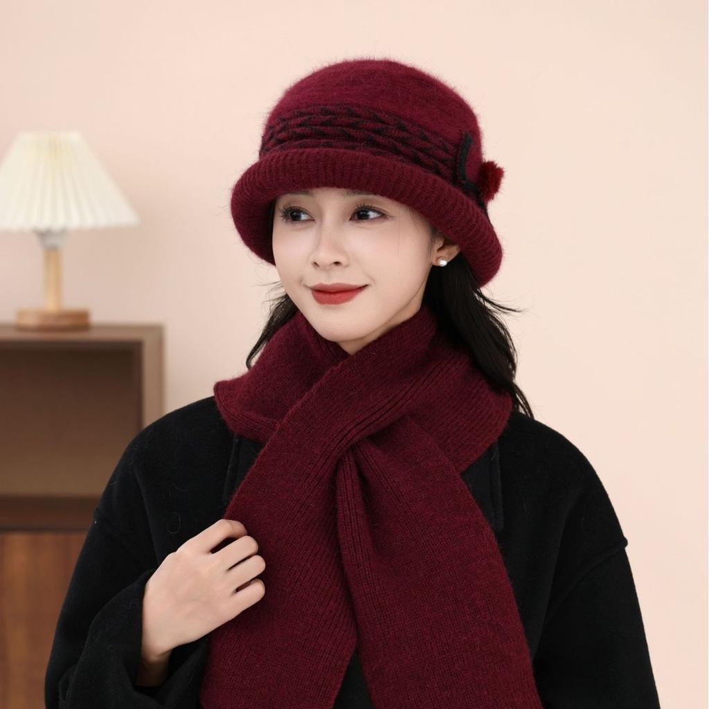 Новая зимняя шляпа-горшок из кроличьего пуха, женская зимняя теплая шерстяная вязаная шапка с утолщением и добавлением бархата, модная защита для ушей