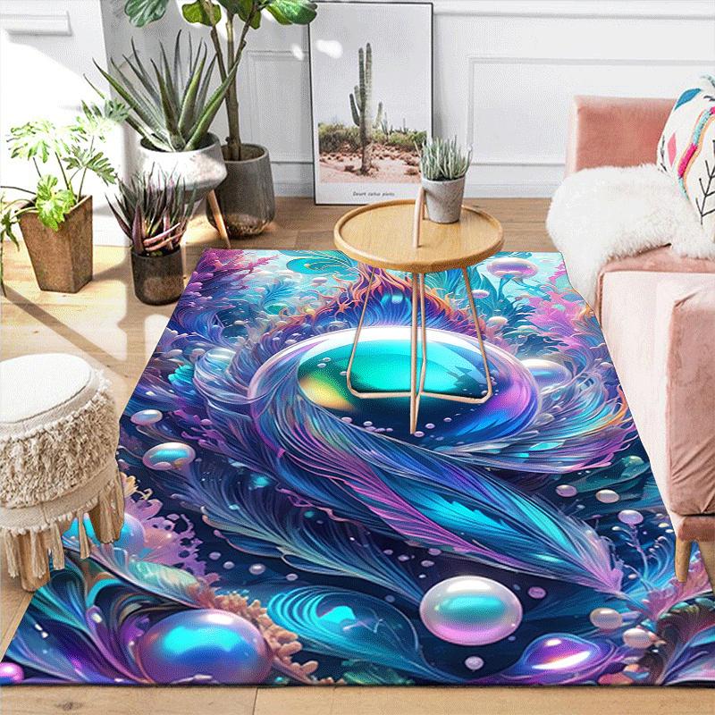 1pc Gemstone Pearl Design Area Rug - Soft, Anti-Slip, and Durable Gaming Room Decor for Bedroom