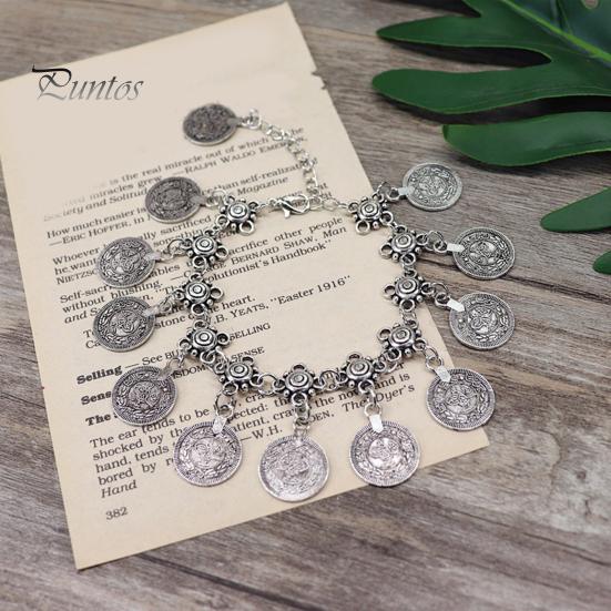 Богемный женский ножной браслет в винтажном этническом стиле с полым узором, круглый металлический шарм, регулируемый гипоаллергенный пляжный браслет для ног, браслет на щиколотке, украшения для ног