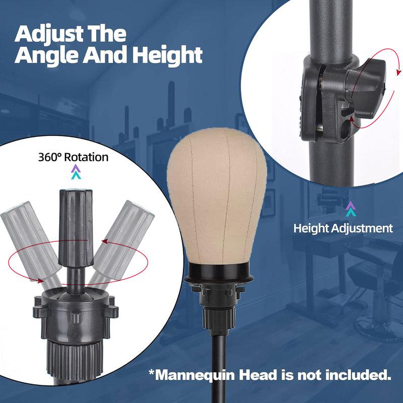 Adjustable Wig Head Stand For Cosmetology Hairdressing Training 55 Metal Mannequin Head Stand, Wig Stand Tripod With Accessories
