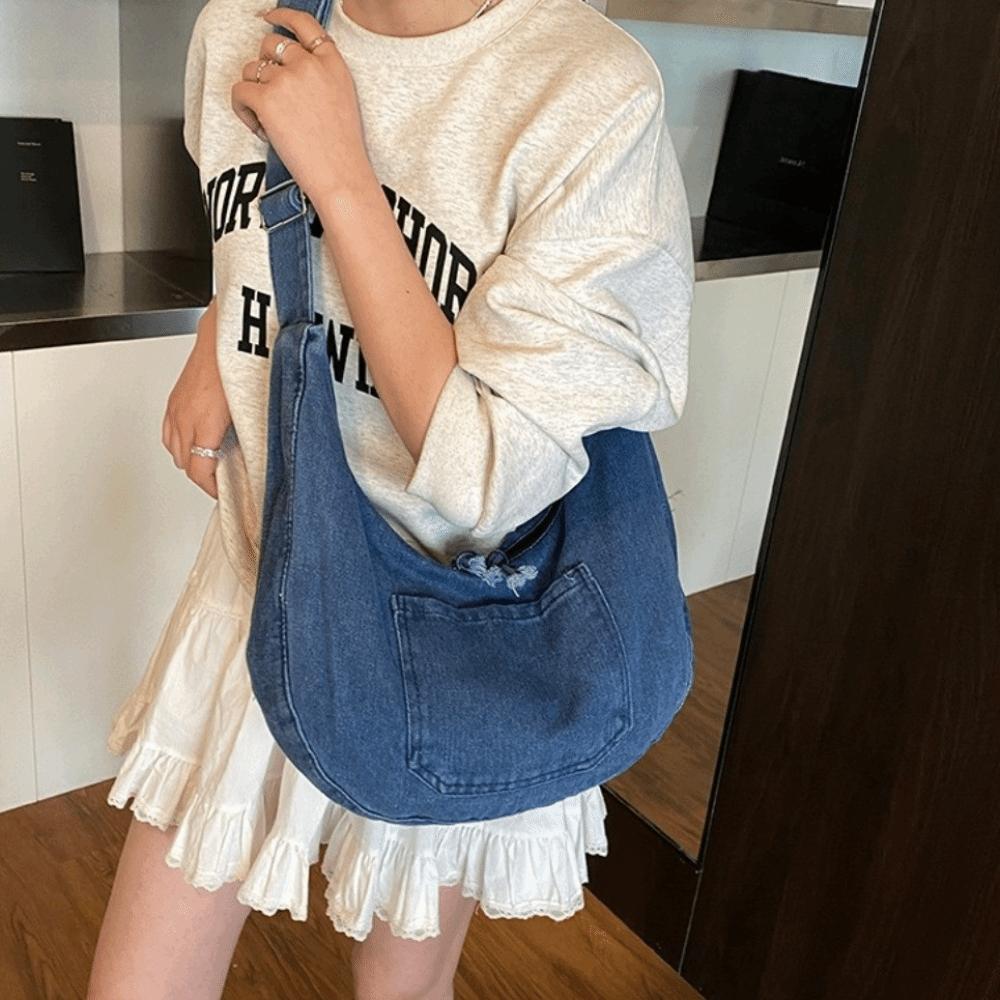 Versatile Denim Shoulder Bag Vintage Satchel Bags Casual Cross Body Bag Girls