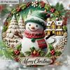 Christmas Wooden Sign with Adorable Snowman Pattern - Merry Christmas Round Sign for Front Door, Wall Hanging Decor - Ideal Christmas Decoration