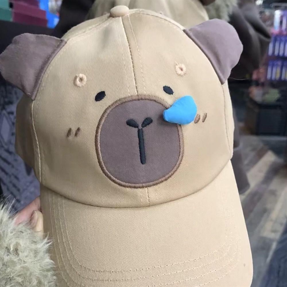 Runny Nose Cartoon Sun Hat Korean Style Peaked Cap Retro Capybara Baseball Cap  Outdoor
