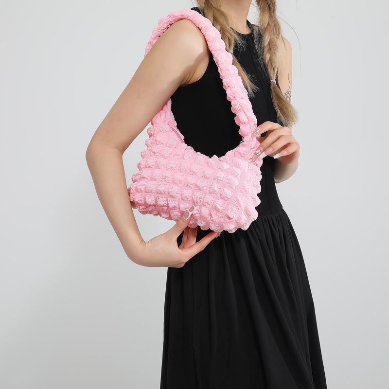 Пузыристый конфетный цвет, новая модная летняя облачная корейская модная клетчатая плиссированная сумка на плечо для женщин