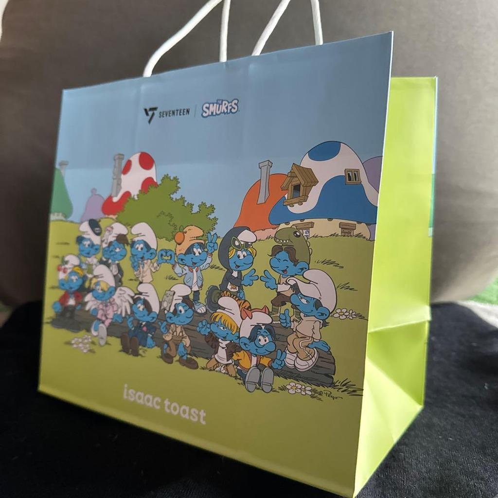 [Б/У] Бумажный пакет бонус Смурф SEVENTEEN THE8 коллаборация брелок
