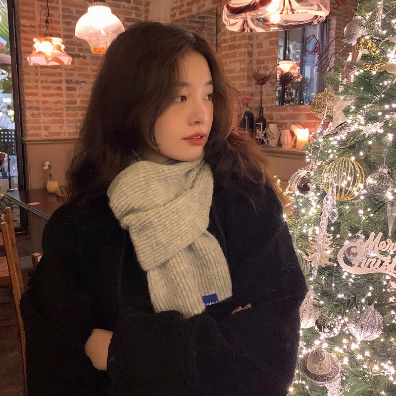 Короткий шарф-крест для женщин Зимний теплый шерстяной вязаный шарф Студенческий корейский стиль Парный стиль На все случаи жизни