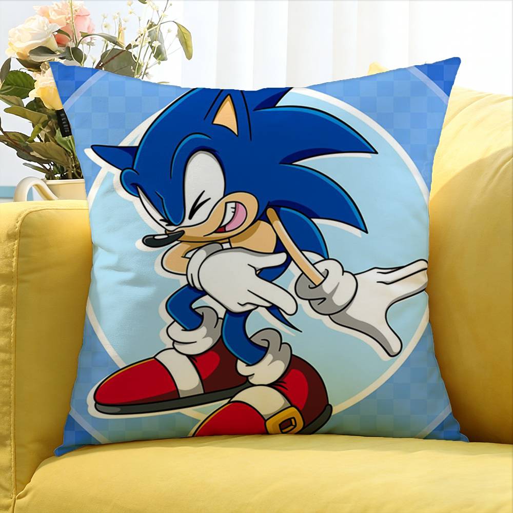 Classic Game S-Sonic Various Sizes Square Pillow Case For Car Home Bedchamber Decor