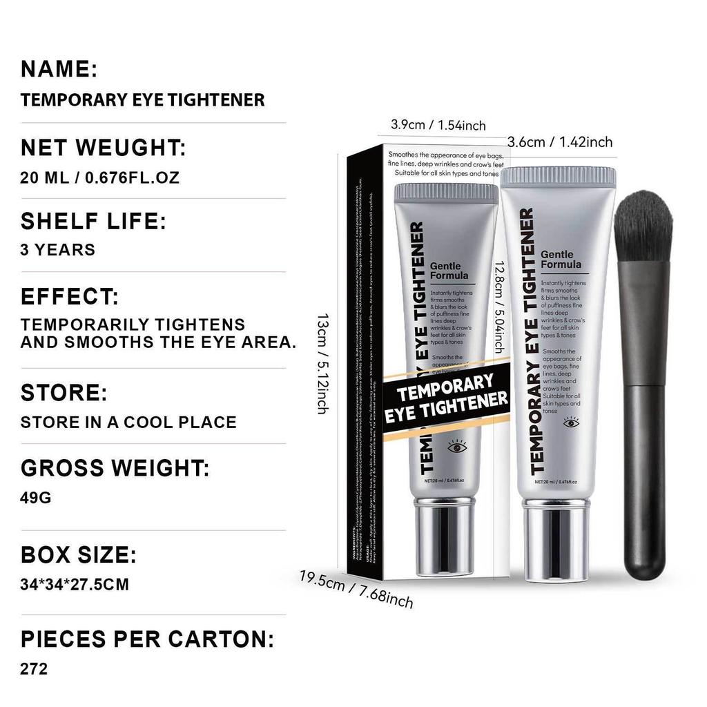 Cross-Border Fast-Acting Eye Tightener Cream 20g with Massage Brush, Reduces Dark Circles & Fine Lines