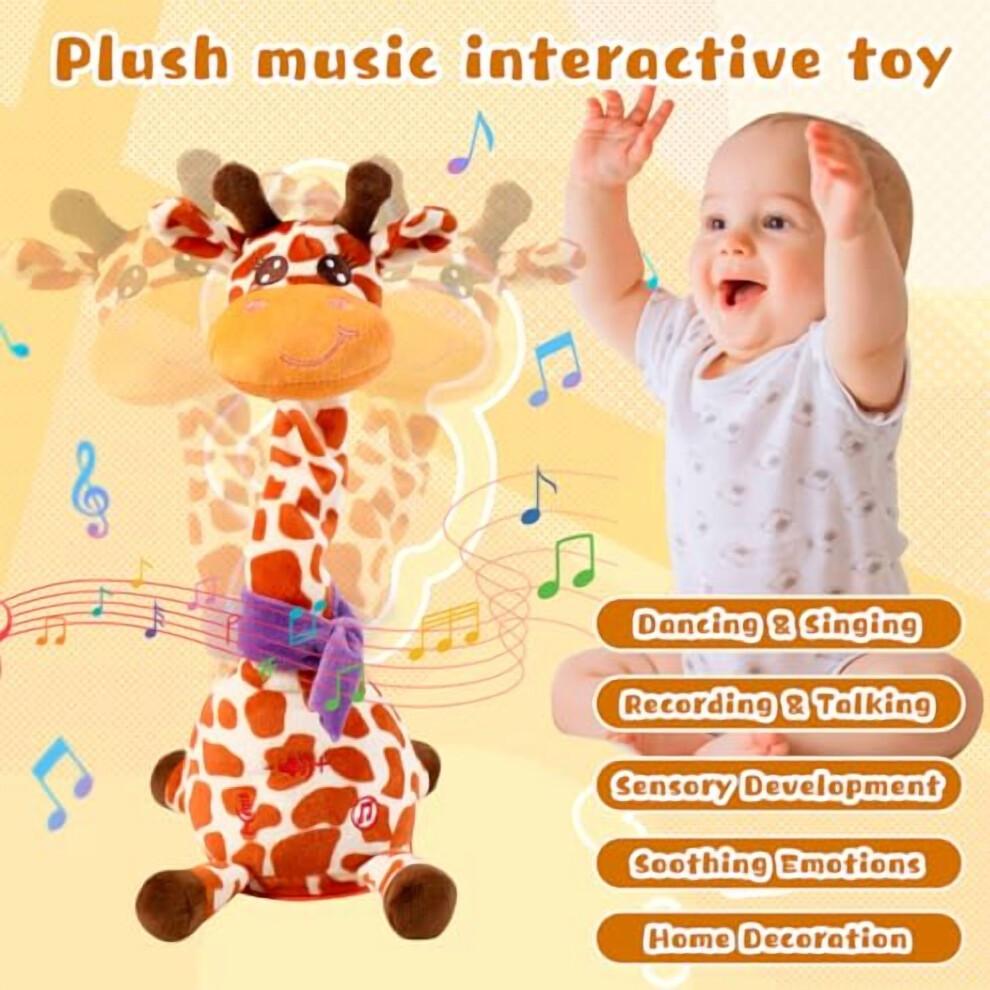 Dancing Giraffe Musical Plush Toy, Recording & Repeating, for 6–12M, Compatible with early development & Valentine's gifting