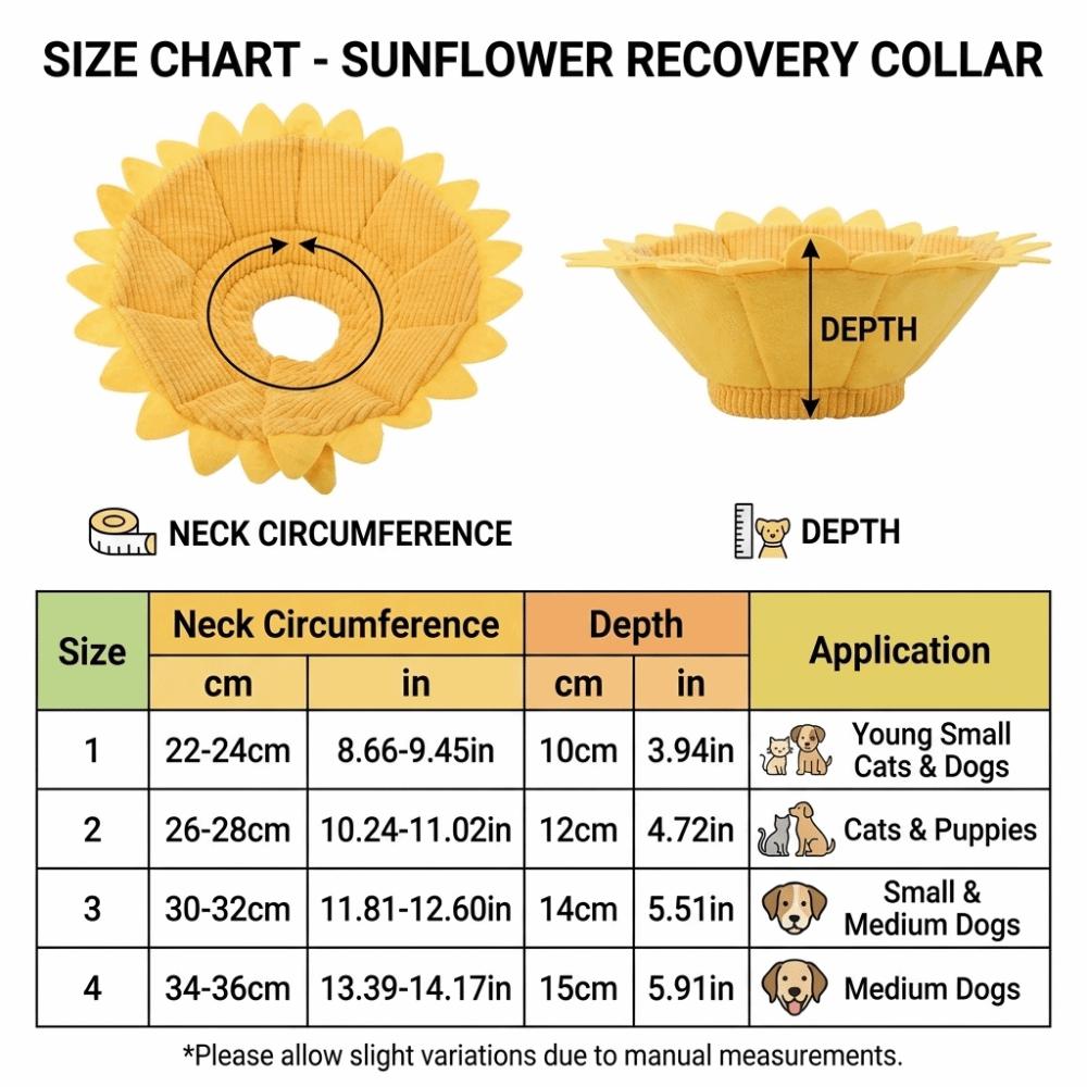Sunflower Shaped et Recovery Collar Soft Foam Anti-Lick Neck Ring  Skin Recovery Care