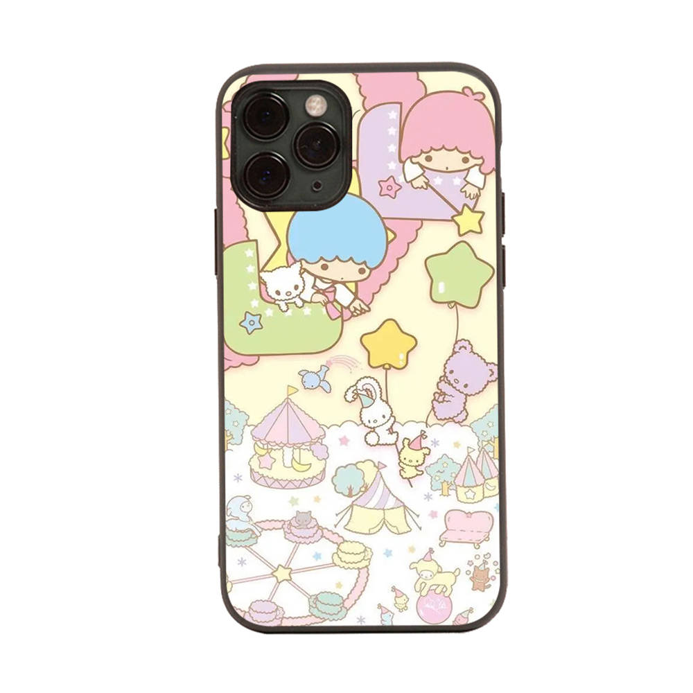 Чехол для iPhone 16 15 Plus 14 13 12 11 Pro 8 7 6S 6 SE 5S X XR XS Max Realme C30 C33 C31 9I Black Sofe Cover LI16 Little Twin Stars