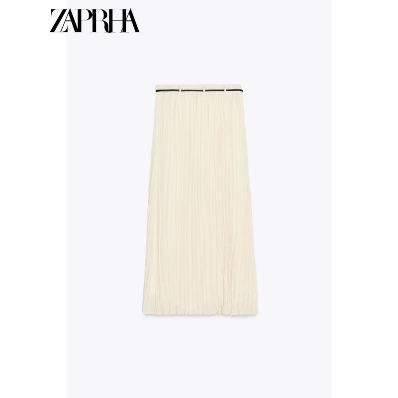 Zaprha 2025 New Arrival with Belt Gas Casual Elegant Vertical Midi Skirt Skirt Long Slim Looking 3897095